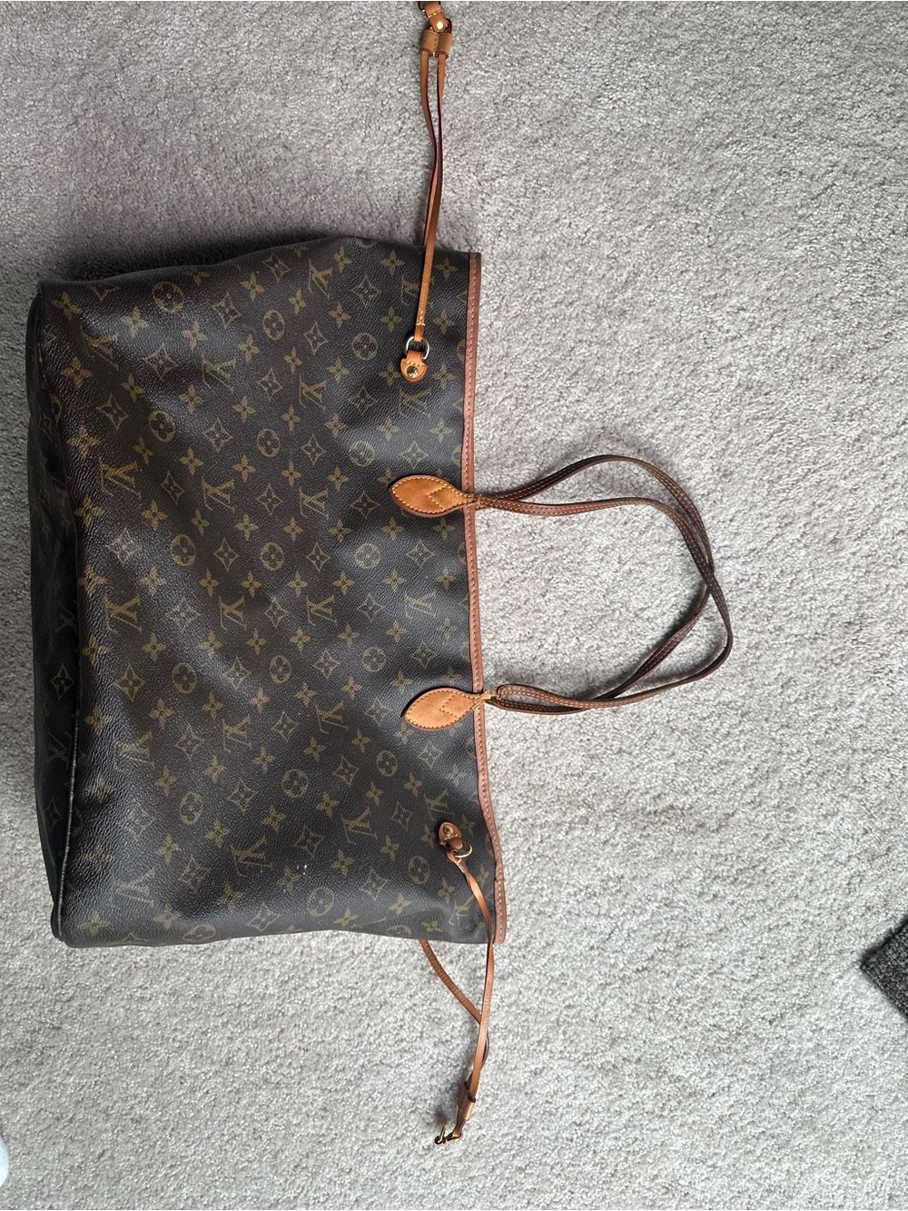 Louis Vuitton Monogram Canvas Tote in Brown and Tan GM Straps needs REPAIR